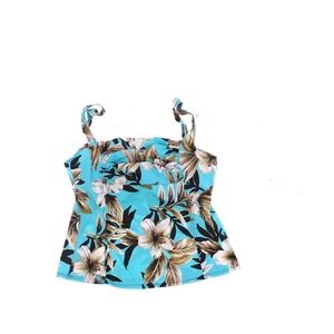 Jamaica Bay Top Womens Sz 16 blue Hawaiian Print